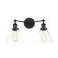 Frendorf | Klarer Glas konische Wandmontage Licht Vintage 2 Lichter Wohnzimmer Wandleuchten Leuchte in Schwarz/Messing/Bronze