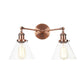 Frendorf | Klarer Glas konische Wandmontage Licht Vintage 2 Lichter Wohnzimmer Wandleuchten Leuchte in Schwarz/Messing/Bronze