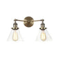 Frendorf | Klarer Glas konische Wandmontage Licht Vintage 2 Lichter Wohnzimmer Wandleuchten Leuchte in Schwarz/Messing/Bronze