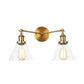 Frendorf | Klarer Glas konische Wandmontage Licht Vintage 2 Lichter Wohnzimmer Wandleuchten Leuchte in Schwarz/Messing/Bronze