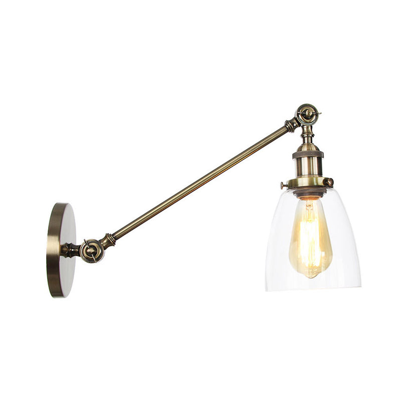 Frendorf | Schwarz/Bronze/Messing 1-licht Wandlampenarmatur Industrie-Stil Klarglas Kegelleuchte mit Arm, 8"/12" L