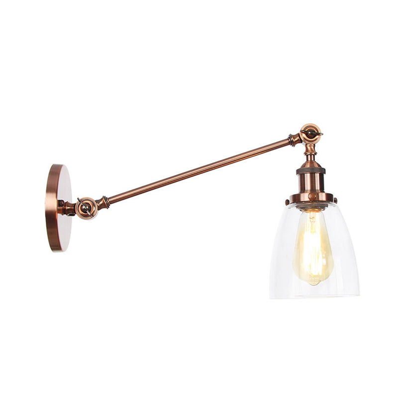 Frendorf | Schwarz/Bronze/Messing 1-licht Wandlampenarmatur Industrie-Stil Klarglas Kegelleuchte mit Arm, 8"/12" L