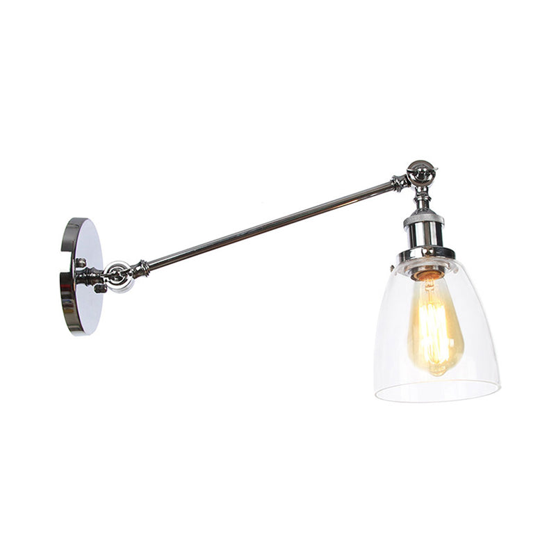 Frendorf | Schwarz/Bronze/Messing 1-licht Wandlampenarmatur Industrie-Stil Klarglas Kegelleuchte mit Arm, 8"/12" L