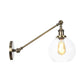Klares Glas-Globus-Wandlicht Bauernhaus 1 Licht Wohnzimmer Beleuchtung Armatur in Schwarz/Messing/Bronze mit Arm, 8"/12" L