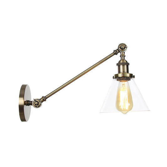 Frendorf | Industriële Conische Wandlamp 1 Lichtheldere Glasverlichting in Zwart/Bronze/Brass, 8"/12" L Arm
