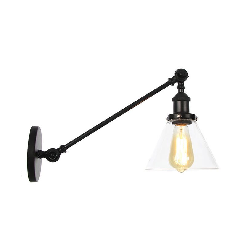 Frendorf | Industriële Conische Wandlamp 1 Lichtheldere Glasverlichting in Zwart/Bronze/Brass, 8"/12" L Arm