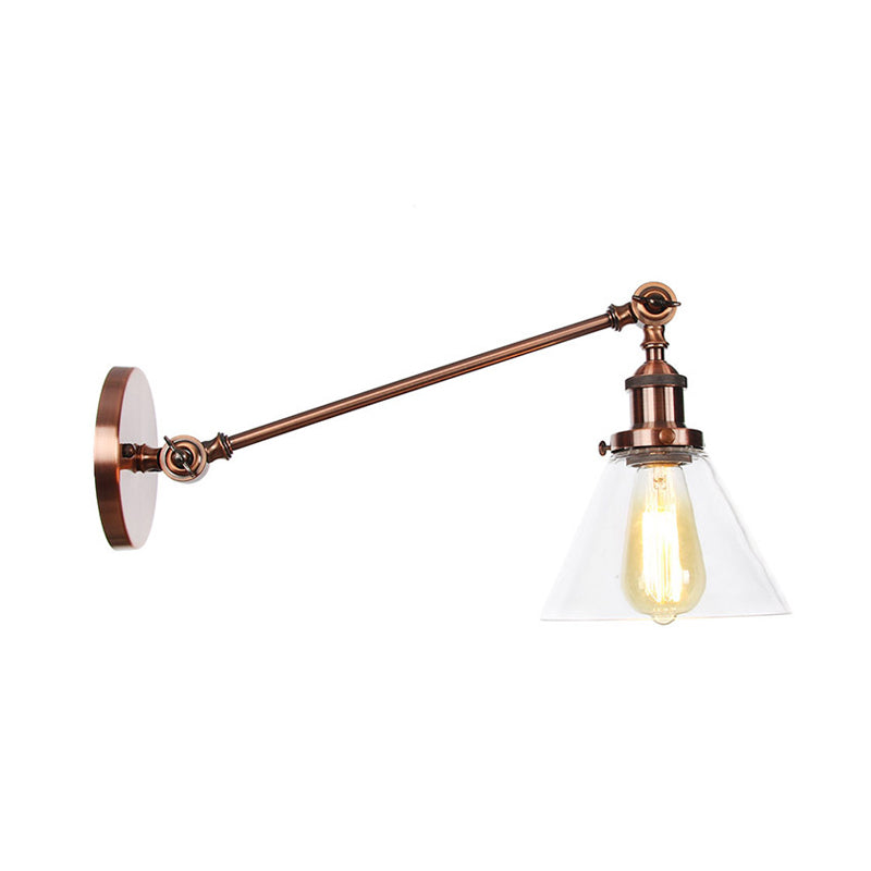 Frendorf | Industriële Conische Wandlamp 1 Lichtheldere Glasverlichting in Zwart/Bronze/Brass, 8"/12" L Arm