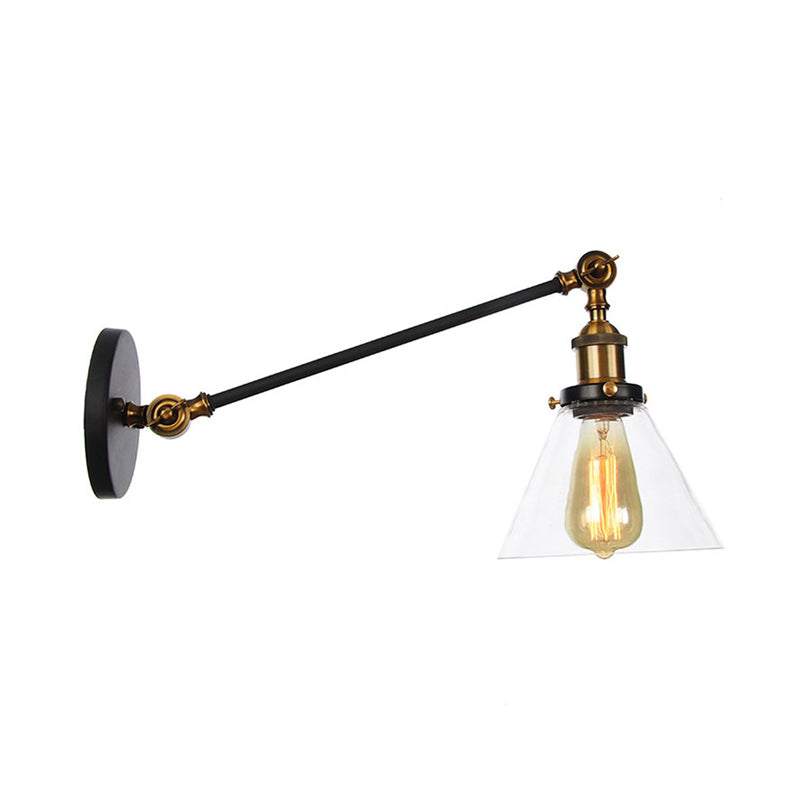Frendorf | Industriële Conische Wandlamp 1 Lichtheldere Glasverlichting in Zwart/Bronze/Brass, 8"/12" L Arm