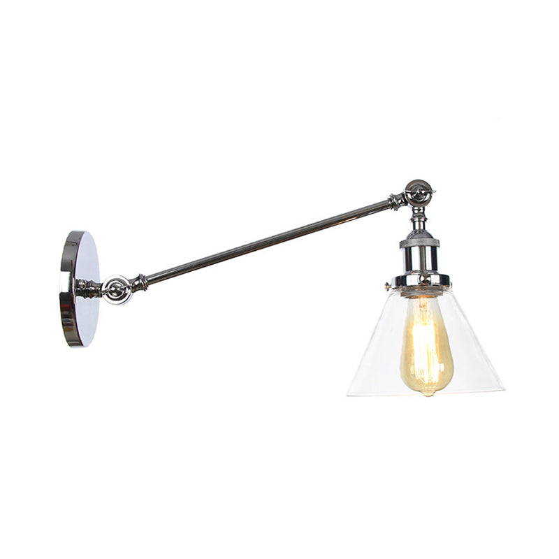 Frendorf | Industriële Conische Wandlamp 1 Lichtheldere Glasverlichting in Zwart/Bronze/Brass, 8"/12" L Arm
