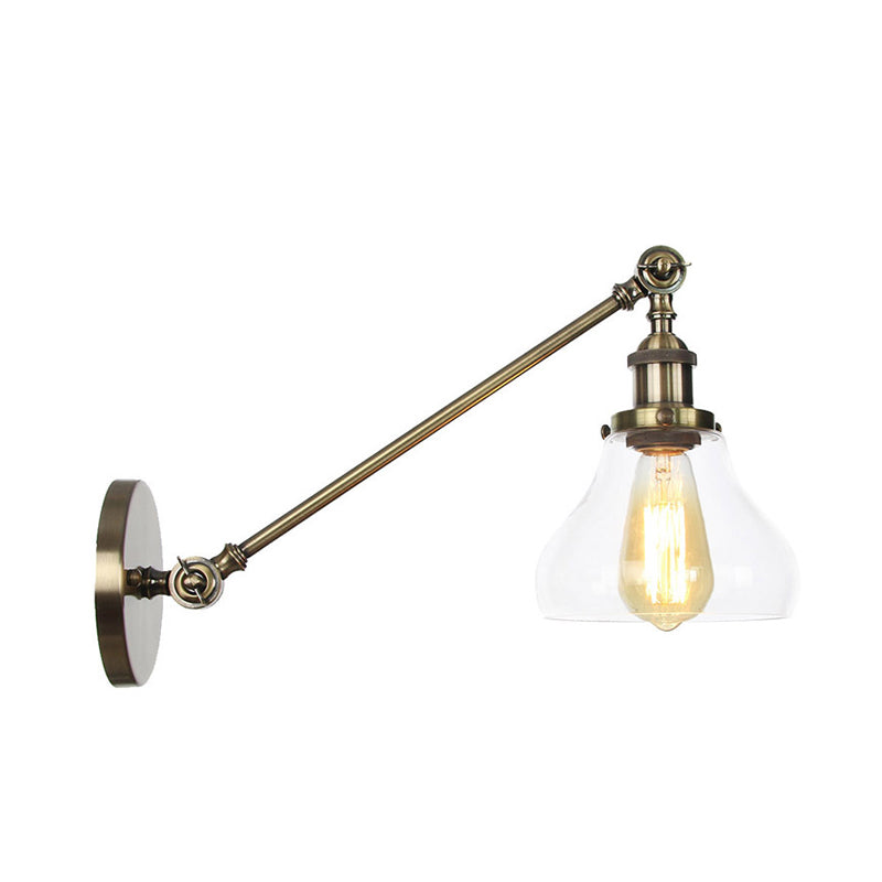 Frendorf | 1 Licht Binnenverlichting Armatuur Boerderij Zwart/Bronze/Brass Wandlamp met Pear Duidelijk Glazen Schaduw, 8"/12" L Arm