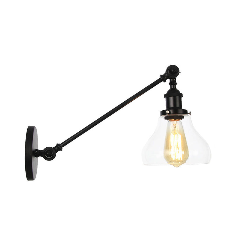 Frendorf | 1 Licht Binnenverlichting Armatuur Boerderij Zwart/Bronze/Brass Wandlamp met Pear Duidelijk Glazen Schaduw, 8"/12" L Arm