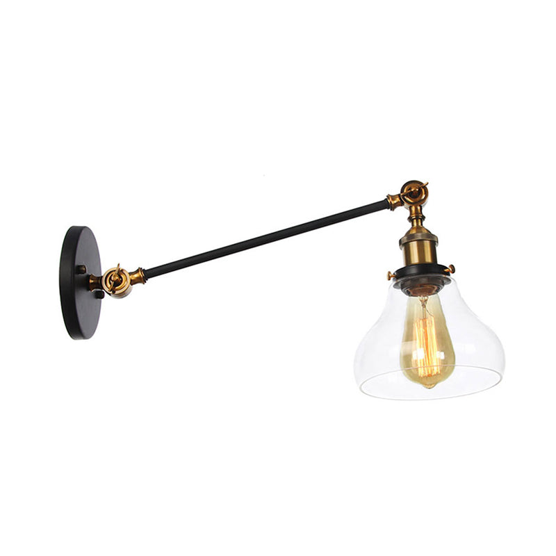 Frendorf | 1 Licht Binnenverlichting Armatuur Boerderij Zwart/Bronze/Brass Wandlamp met Pear Duidelijk Glazen Schaduw, 8"/12" L Arm