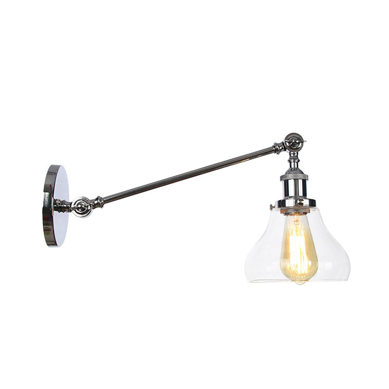 Frendorf | 1 Licht Binnenverlichting Armatuur Boerderij Zwart/Bronze/Brass Wandlamp met Pear Duidelijk Glazen Schaduw, 8"/12" L Arm
