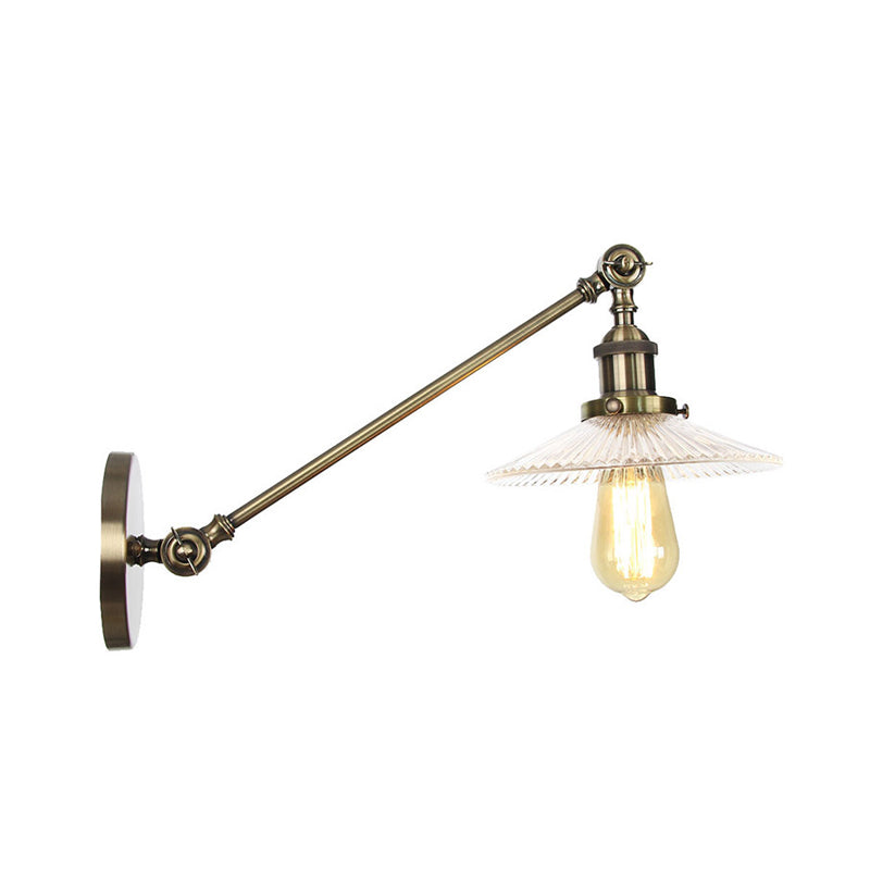Frendorf | Klar gerilltes Glas Bronze/Messing/Kupfer Wand montierte Lampe Schale 1 Licht Vintage Beleuchtung Leuchte, 8"/12" L Arm