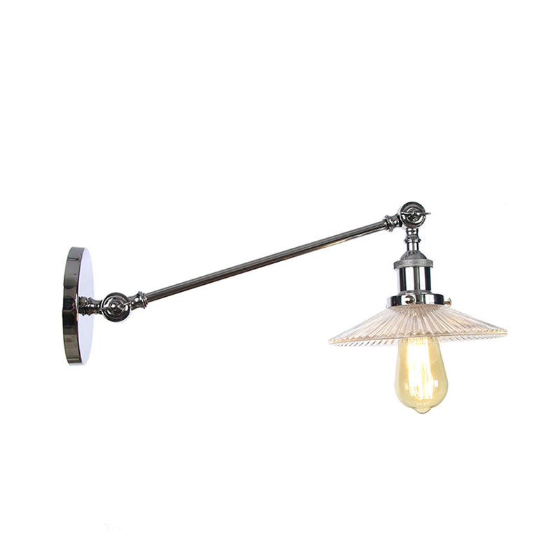 Frendorf | Klar gerilltes Glas Bronze/Messing/Kupfer Wand montierte Lampe Schale 1 Licht Vintage Beleuchtung Leuchte, 8"/12" L Arm