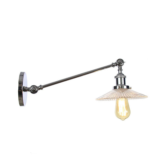 Frendorf | Klar gerilltes Glas Bronze/Messing/Kupfer Wand montierte Lampe Schale 1 Licht Vintage Beleuchtung Leuchte, 8"/12" L Arm