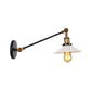 Frendorf | Industriële Conische Wandlamp 1 Licht Opal Glas Wandlamp in Zwart/Roodkoper/Messing met Arm, 8"/12" L