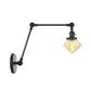 Frendorf | 1 Licht Esszimmer Wandleuchte Vintage Schwarz/Bronze/ Messing Wandmontierte Lampe mit Diamant Klar/Amber Glasschirm, 8"+8"/8"+8"+8" L Verstellbarer Arm