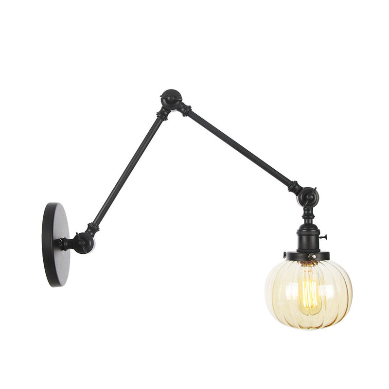 Frendorf | Globe Klar/Amber Glas Wandmontierter Beleuchtung Vintage 1 Licht Innen Sconces in Messing/Chrom/Schwarz mit Verstellbarem Arm, 8"+8"/8"+8"+8" L