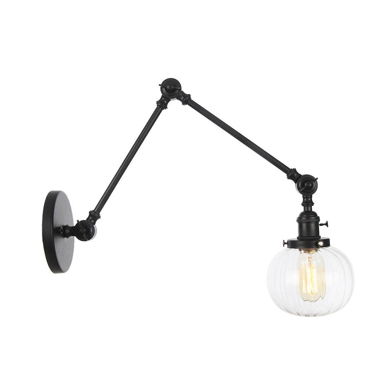 Frendorf | Globe Klar/Amber Glas Wandmontierter Beleuchtung Vintage 1 Licht Innen Sconces in Messing/Chrom/Schwarz mit Verstellbarem Arm, 8"+8"/8"+8"+8" L