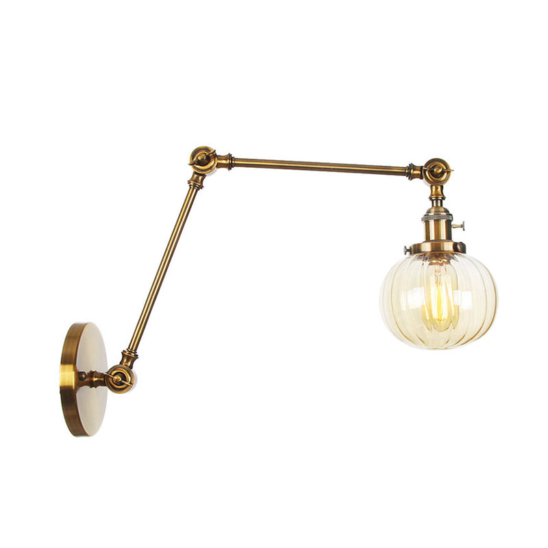 Frendorf | Globe Klar/Amber Glas Wandmontierter Beleuchtung Vintage 1 Licht Innen Sconces in Messing/Chrom/Schwarz mit Verstellbarem Arm, 8"+8"/8"+8"+8" L