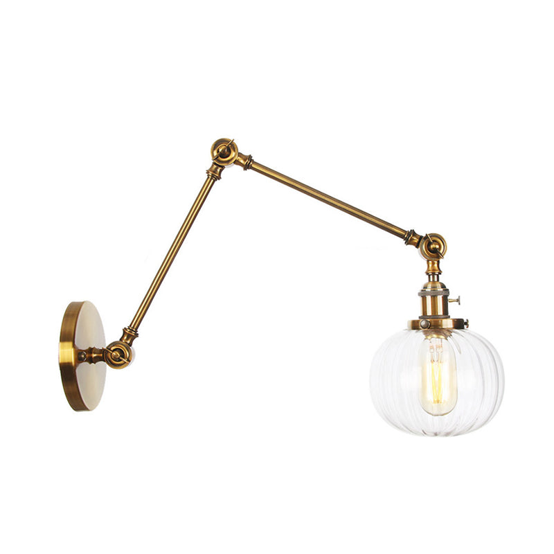 Frendorf | Globe Klar/Amber Glas Wandmontierter Beleuchtung Vintage 1 Licht Innen Sconces in Messing/Chrom/Schwarz mit Verstellbarem Arm, 8"+8"/8"+8"+8" L