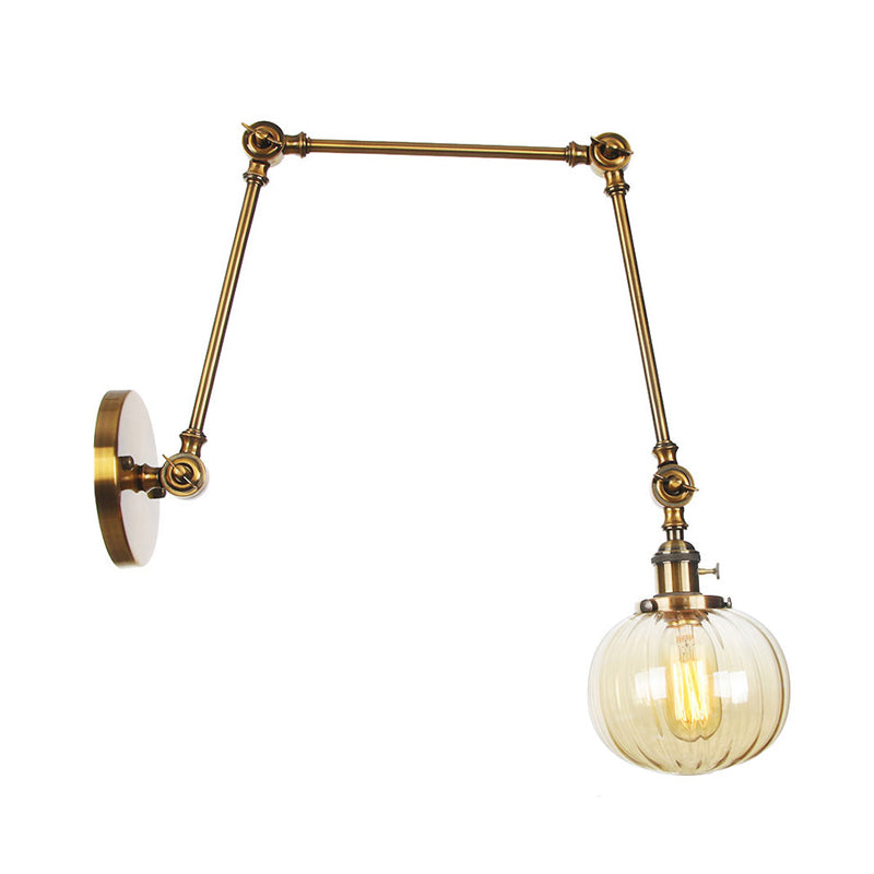 Frendorf | Globe Klar/Amber Glas Wandmontierter Beleuchtung Vintage 1 Licht Innen Sconces in Messing/Chrom/Schwarz mit Verstellbarem Arm, 8"+8"/8"+8"+8" L