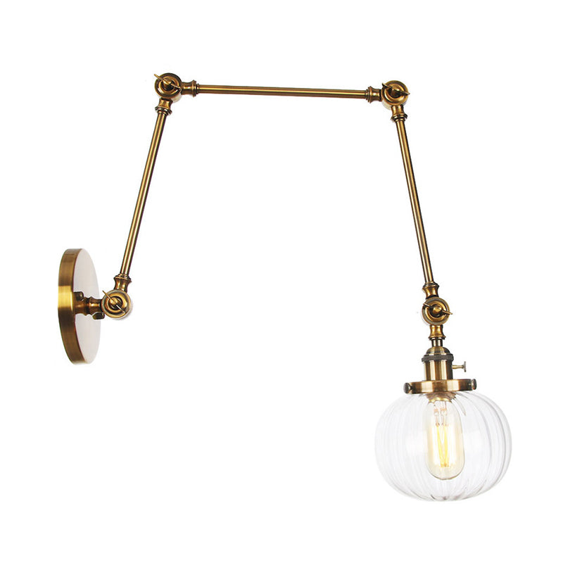 Frendorf | Globe Klar/Amber Glas Wandmontierter Beleuchtung Vintage 1 Licht Innen Sconces in Messing/Chrom/Schwarz mit Verstellbarem Arm, 8"+8"/8"+8"+8" L