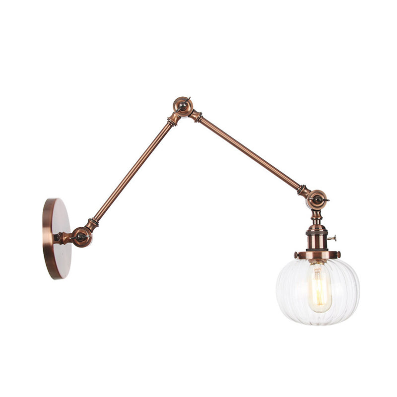 Frendorf | Globe Klar/Amber Glas Wandmontierter Beleuchtung Vintage 1 Licht Innen Sconces in Messing/Chrom/Schwarz mit Verstellbarem Arm, 8"+8"/8"+8"+8" L