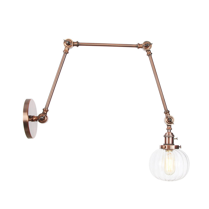 Frendorf | Globe Klar/Amber Glas Wandmontierter Beleuchtung Vintage 1 Licht Innen Sconces in Messing/Chrom/Schwarz mit Verstellbarem Arm, 8"+8"/8"+8"+8" L