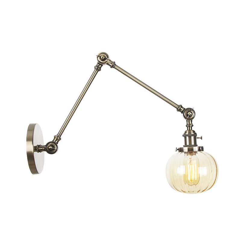 Frendorf | Globe Klar/Amber Glas Wandmontierter Beleuchtung Vintage 1 Licht Innen Sconces in Messing/Chrom/Schwarz mit Verstellbarem Arm, 8"+8"/8"+8"+8" L