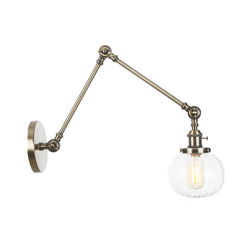 Frendorf | Globe Klar/Amber Glas Wandmontierter Beleuchtung Vintage 1 Licht Innen Sconces in Messing/Chrom/Schwarz mit Verstellbarem Arm, 8"+8"/8"+8"+8" L