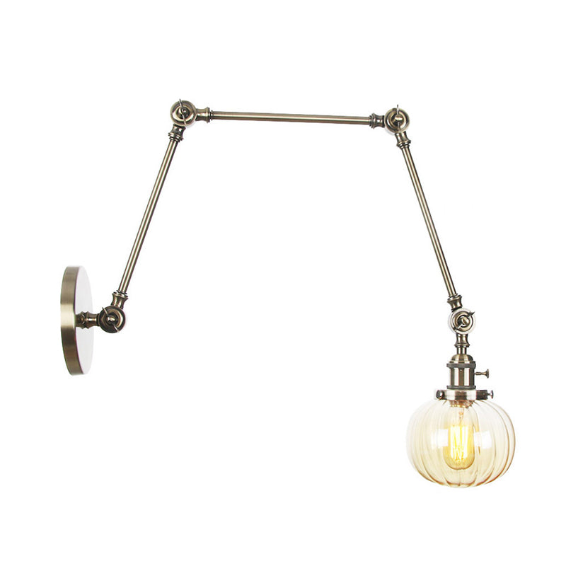 Frendorf | Globe Klar/Amber Glas Wandmontierter Beleuchtung Vintage 1 Licht Innen Sconces in Messing/Chrom/Schwarz mit Verstellbarem Arm, 8"+8"/8"+8"+8" L
