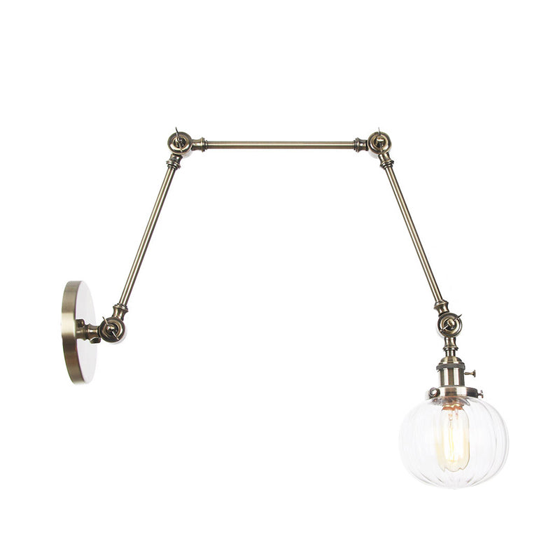 Frendorf | Globe Klar/Amber Glas Wandmontierter Beleuchtung Vintage 1 Licht Innen Sconces in Messing/Chrom/Schwarz mit Verstellbarem Arm, 8"+8"/8"+8"+8" L