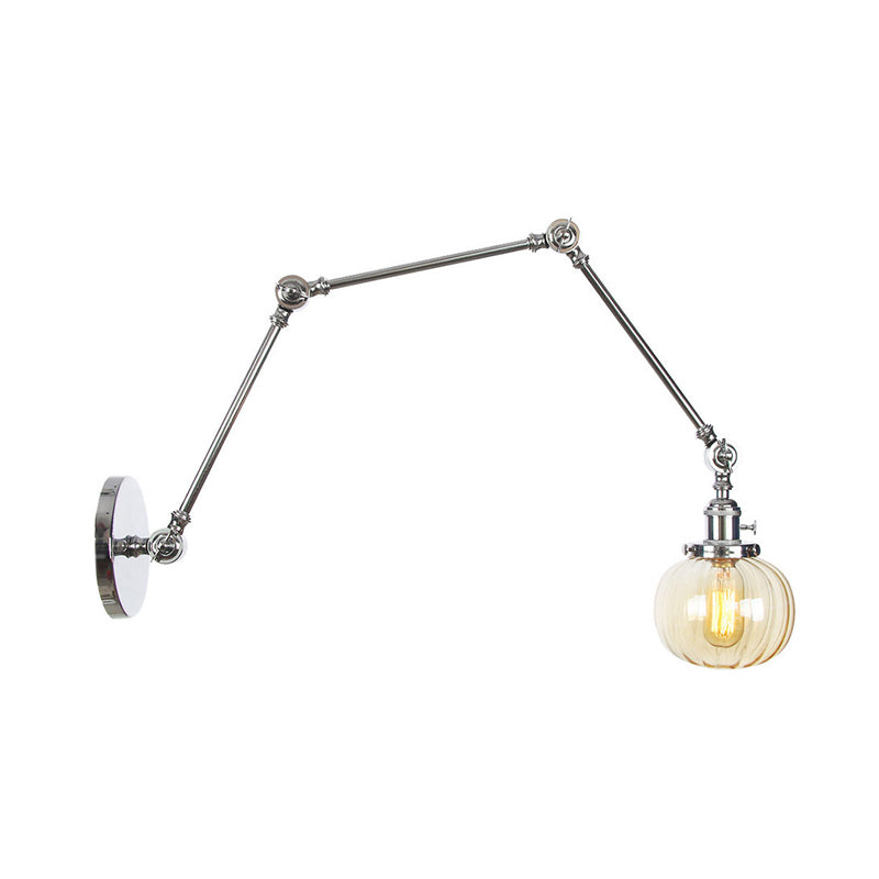 Frendorf | Globe Klar/Amber Glas Wandmontierter Beleuchtung Vintage 1 Licht Innen Sconces in Messing/Chrom/Schwarz mit Verstellbarem Arm, 8"+8"/8"+8"+8" L
