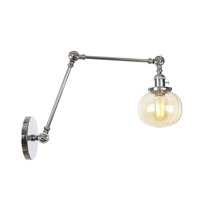 Frendorf | Globe Klar/Amber Glas Wandmontierter Beleuchtung Vintage 1 Licht Innen Sconces in Messing/Chrom/Schwarz mit Verstellbarem Arm, 8"+8"/8"+8"+8" L