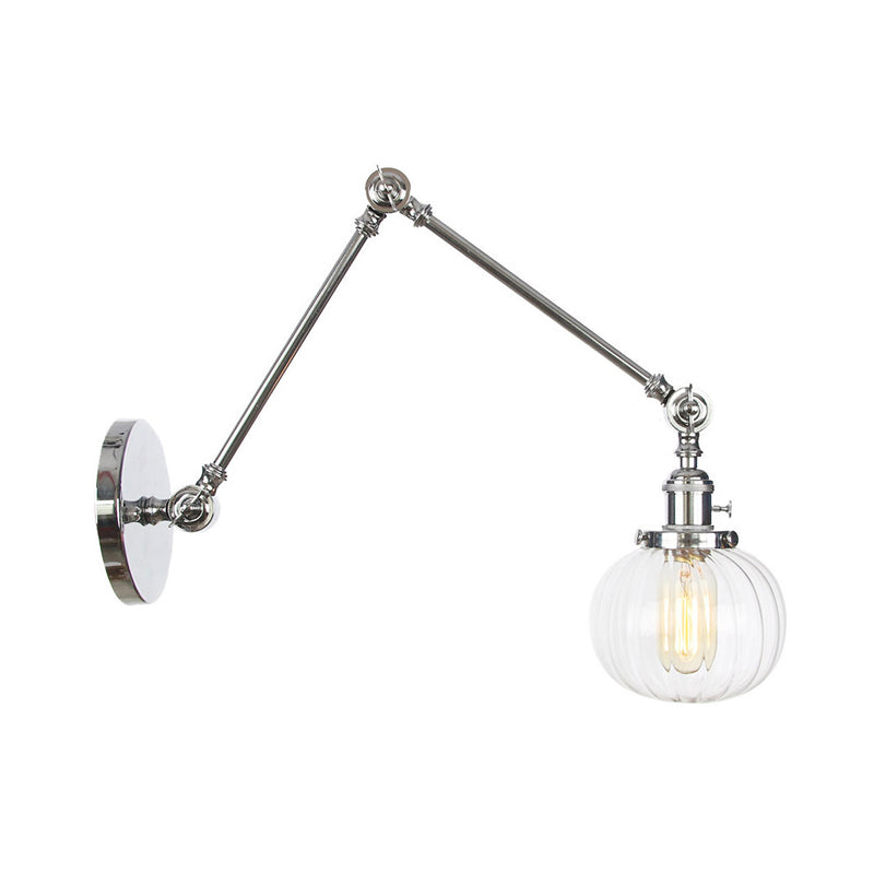 Frendorf | Globe Klar/Amber Glas Wandmontierter Beleuchtung Vintage 1 Licht Innen Sconces in Messing/Chrom/Schwarz mit Verstellbarem Arm, 8"+8"/8"+8"+8" L