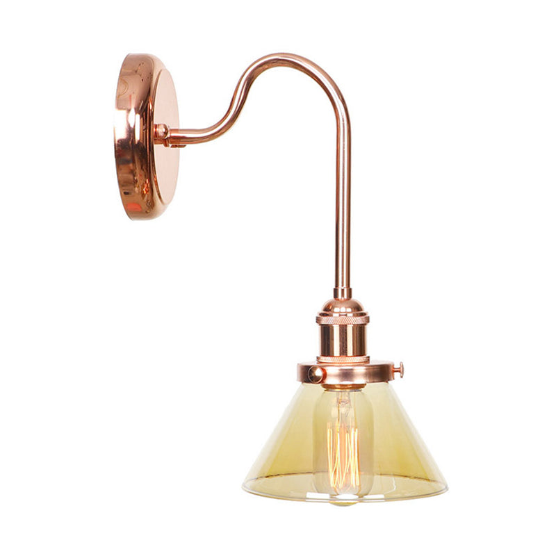 Frendorf | 1 Lichtkegel Wandlamp Vintage Helder/Amber Glas Wandverlichting Armatuur voor Woonkamer