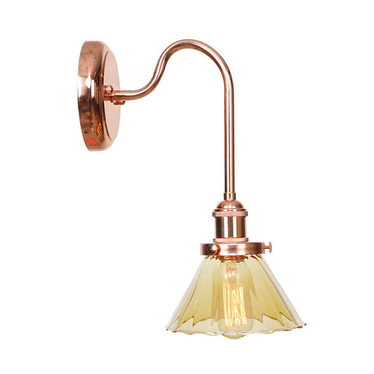 Frendorf | 1 Lichtkegel Wandlamp Vintage Helder/Amber Glas Wandverlichting Armatuur voor Woonkamer