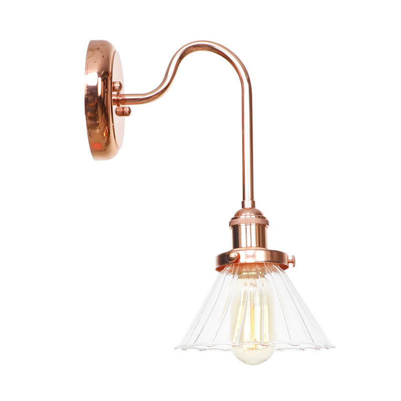 Frendorf | 1 Lichtkegel Wandlamp Vintage Helder/Amber Glas Wandverlichting Armatuur voor Woonkamer