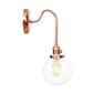 Frendorf | Vintage Globe Wandverlichting 1 Licht Duidelijk/Amber Glas Wandlamp in Koper met Bochtige Arm