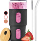 Frendorf | 32Oz Trinkglas Tumbler mit Bambusdeckel und Strohhalm - Silikonhülle - Passt in den Getränkehalter im Auto - Wiederverwendbarer Boba-Smoothie-Becher, auslaufsichere Reisewasserflasche, Iced Coffee Tumbler, BPA-frei - Amber.