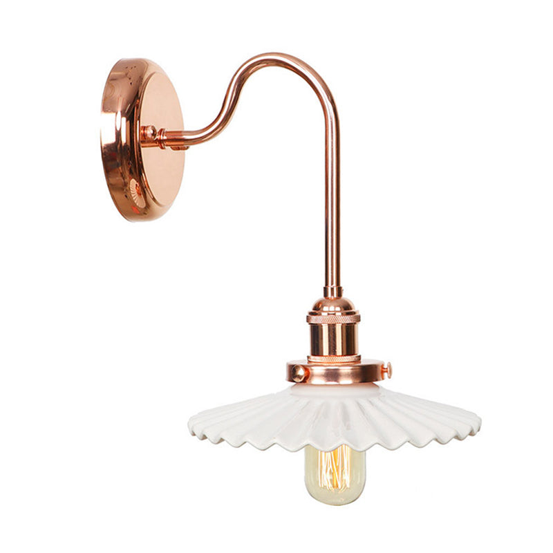 Frendorf | Kupferschale/gelochte Wandleuchte Vintage Weiß/Klares Glas 1 Licht Innenwandleuchte