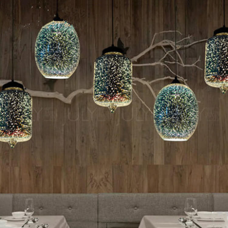 Frendorf | CelestaFlare Kreative 3D-Feuerwerk-Pendelleuchte | Glasdesign | Modernes Stimmungslicht | Dekorative Hängelampe für Zuhause