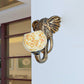 Frendorf | 1 Licht Wohnzimmer Wandleuchte Globus Mediterran Weiß/Rosa/Gelb Scone mit Globus Buntglasschirm