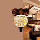 Frendorf | 1 Licht Wohnzimmer Wandleuchte Globus Mediterran Weiß/Rosa/Gelb Scone mit Globus Buntglasschirm