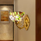 Frendorf | Druif/Bloesem Vanity Verlichtingsarmatuur 1 Licht Geel Art Glass Victoriaanse Wandlamp in Messing voor Badkamer