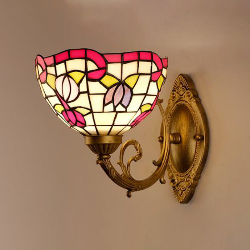 Frendorf | Druif/Bloesem Vanity Verlichtingsarmatuur 1 Licht Geel Art Glass Victoriaanse Wandlamp in Messing voor Badkamer