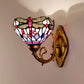 Frendorf | Messing Libelle Wandlamp Tiffany 1 Licht Handgeslepen Glazen Wandlamp met Gebogen Arm