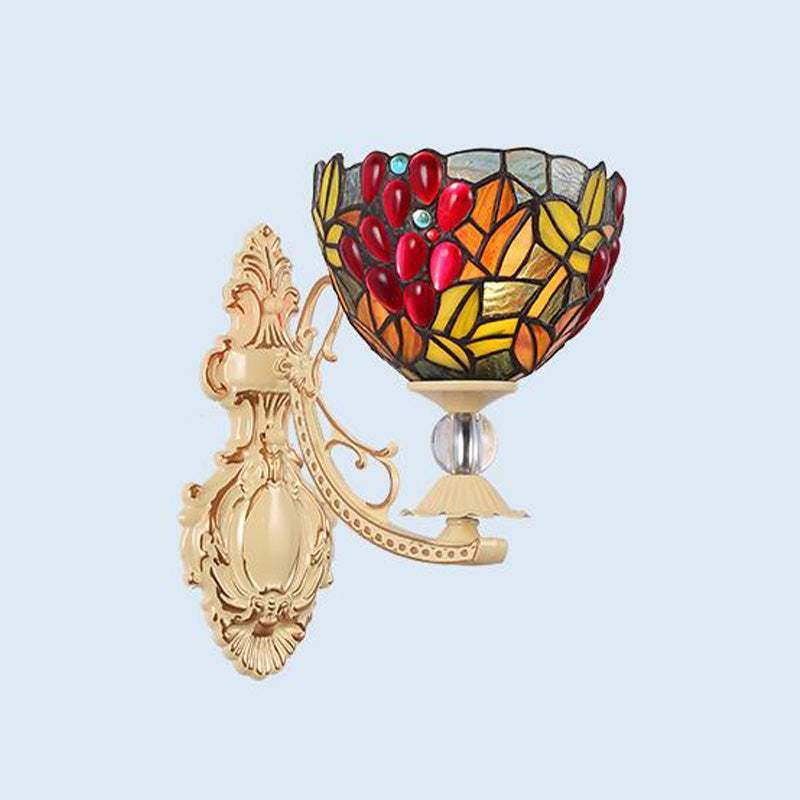Frendorf | Dome/Ster Wandgemonteerde Verlichtingsarmatuur Victoriaans Gevlekt Glas 1 Licht Wit/Rood/Oranje Wandlamp voor Gang